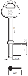 Toon details voor Silca Klaviersleutel ijzer 2AS18 ( = ASSA 40A ) Afbeelding van Silca Klaviersleutel ijzer 2AS18 ( = ASSA 40A )