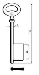 Toon details voor Silca Klaviersleutel brass 6M13 Afbeelding van Silca Klaviersleutel brass 6M13