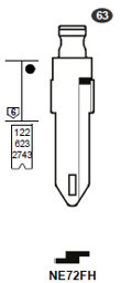 Toon details voor Silca Flip Key insert NE72FH Afbeelding van Silca Flip Key insert NE72FH