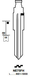 Toon details voor Silca Flip Key insert NE75FH Afbeelding van Silca Flip Key insert NE75FH