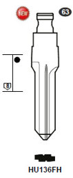 Toon details voor Silca Flip Key insert HU136FH Afbeelding van Silca Flip Key insert HU136FH
