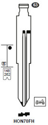 Toon details voor Silca Flip Key insert HON70FH Afbeelding van Silca Flip Key insert HON70FH