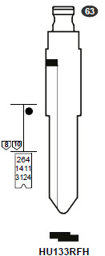 Toon details voor Silca Flip Key insert HU133RFH Afbeelding van Silca Flip Key insert HU133RFH
