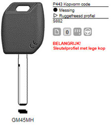 Toon details voor Silca Transpondersleutel MH profiel  GM45MH zonder chip Afbeelding van Silca Transpondersleutel MH profiel  GM45MH zonder chip