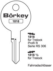 Toon details voor Borkey 1818½ Cilindersleutel voor TRELOCK Afbeelding van Borkey 1818½ Cilindersleutel voor TRELOCK