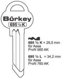 Toon details voor Borkey Cilindersleutel 695½L Afbeelding van Borkey Cilindersleutel 695½L