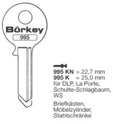 Toon details voor Borkey Cilindersleutel 995KN Afbeelding van Borkey Cilindersleutel 995KN