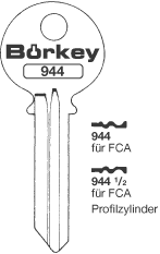 Toon details voor Borkey Cilindersleutel 944½ Afbeelding van Borkey Cilindersleutel 944½