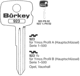 Toon details voor Borkey 923½ Cilindersleutel voor YMOS B HS Afbeelding van Borkey 923½ Cilindersleutel voor YMOS B HS