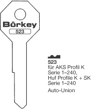 Toon details voor Borkey 523 Cilindersleutel voor HUF SK Afbeelding van Borkey 523 Cilindersleutel voor HUF SK
