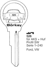 Toon details voor Borkey 526 Cilindersleutel voor HUF SW, FORD Afbeelding van Borkey 526 Cilindersleutel voor HUF SW, FORD