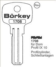 Toon details voor Borkey 1708 Cilindersleutel voor DOM IX 10, NS Afbeelding van Borkey 1708 Cilindersleutel voor DOM IX 10, NS