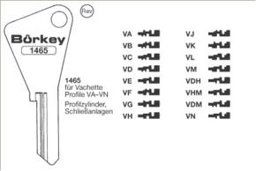 Toon details voor Borkey 1465 VM Cilindersleutel voor VACHETTE Afbeelding van Borkey 1465 VM Cilindersleutel voor VACHETTE