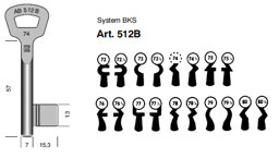 Toon details voor BKS klaviersleutel art.  512B- 50B /78.5 Afbeelding van BKS klaviersleutel art.  512B- 50B /78.5