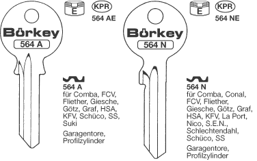 Afbeelding van Borkey 564N E Cilindersleutel voor KFV / E.K.