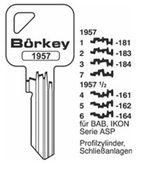 Afbeelding van Borkey 1957 2 Cilindersleutel voor BAB / IKON