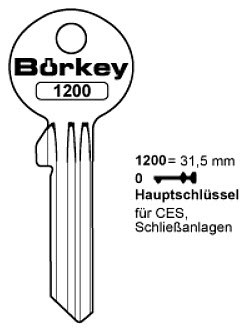 Afbeelding van Borkey 1200/0 Cilindersleutel voor CES VAS, MS