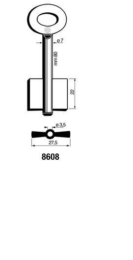Afbeelding van Silca Dubbelbaardsleutel ijzer 8608