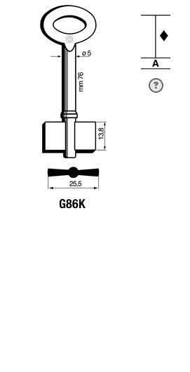 Afbeelding van Silca Dubbelbaardsleutel ijzer G86K