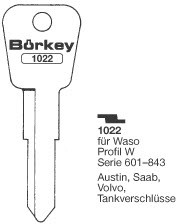 Afbeelding van Borkey 1022 Cilindersleutel voor WASO W,VOLVO