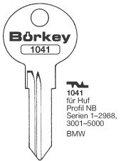 Afbeelding van Borkey 1041 Cilindersleutel voor HUF NB, BMW