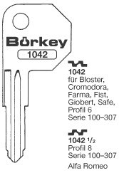 Afbeelding van Borkey 1042½ Cilindersleutel voor SAFE, ALFA