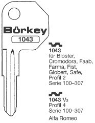 Afbeelding van Borkey 1043½ Cilindersleutel voor SAFE, ALFA