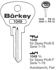 Afbeelding van Borkey 1049 Cilindersleutel voor SIPEA E,FIAT