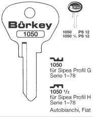 Afbeelding van Borkey 1050 Cilindersleutel voor SIPEA G,FIAT