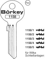 Afbeelding van Borkey 1158 1 Cilindersleutel voor WILKA VSA NS