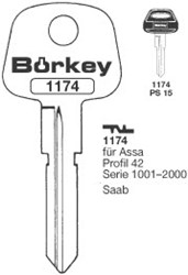 Afbeelding van Borkey 1174 Cilindersleutel voor ASSA, SAAB