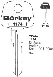 Afbeelding van Borkey 1174 Cilindersleutel voor ASSA, SAAB