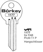Afbeelding van Borkey 1177 Cilindersleutel voor FAB 11P