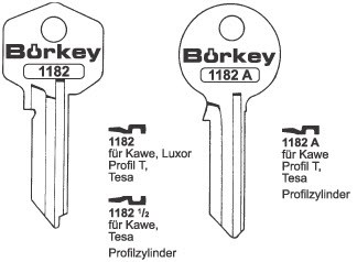 Afbeelding van Borkey 1182A Cilindersleutel voor TESA,RUND.K.