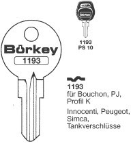 Afbeelding van Borkey 1193 Cilindersleutel voor PJ, PROFIL K
