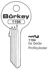 Afbeelding van Borkey 1194 Cilindersleutel voor GEGE MS