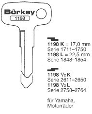 Afbeelding van Borkey 1198L Cilindersleutel voor YAMAHA 22,5MM