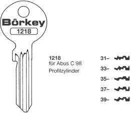 Afbeelding van Borkey 1218 39 Cilindersleutel voor ABUS
