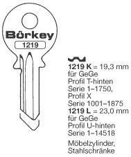 Afbeelding van Borkey 1219K Cilindersleutel voor GEGE MS