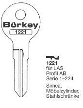 Afbeelding van Borkey 1221 Cilindersleutel voor LAS