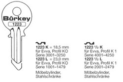 Afbeelding van Borkey 1223½L Cilindersleutel voor EVVA K1L MS