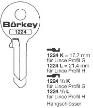 Afbeelding van Borkey 1224½K Cilindersleutel voor LINCE