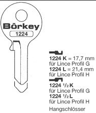 Afbeelding van Borkey 1224½L Cilindersleutel voor LINCE