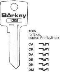 Afbeelding van Borkey 1305 DA Cilindersleutel voor EFCO, CA