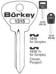 Afbeelding van Borkey 1315½ Cilindersleutel voor SIMPLEX