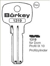 Afbeelding van Borkey 1319 Cilindersleutel voor DOM IX, NS