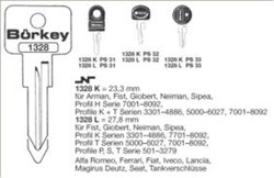 Afbeelding van Borkey 1328L Cilindersleutel voor ALFA ROMEO,S