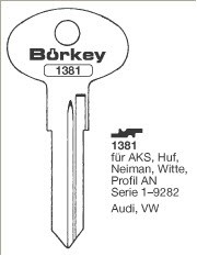 Afbeelding van Borkey 1381 Cilindersleutel voor AUDI, HUF AN