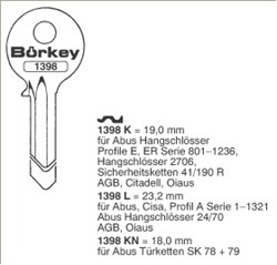 Afbeelding van Borkey 1398L Cilindersleutel voor ABUS HANGSCHL