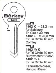 Afbeelding van Borkey 1402½K Cilindersleutel voor TRI CIRCLE